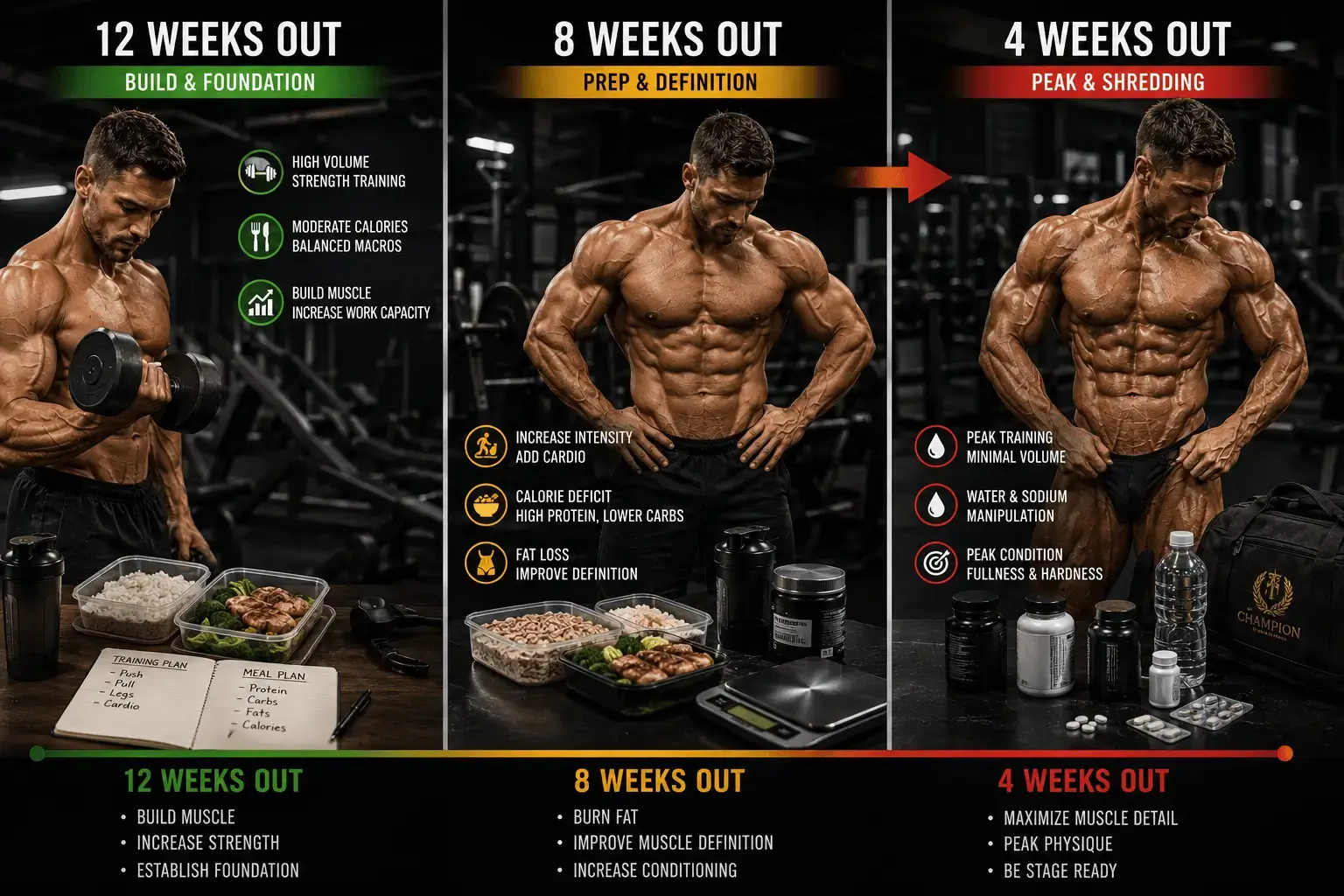 Preparing for a Bodybuilding Competition Strategy for 12, 8, 4 Weeks