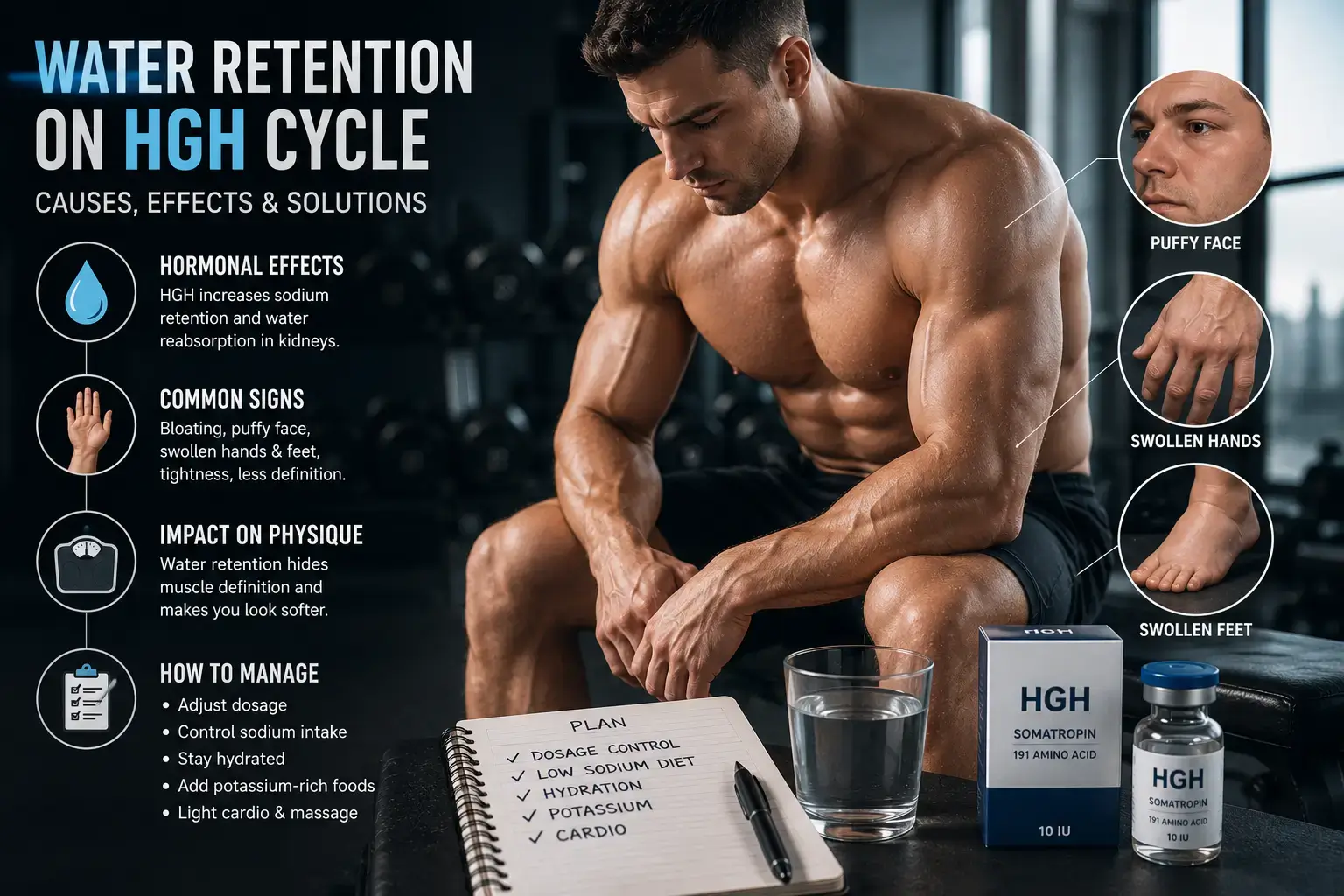 Managing Water Retention on HGH Cycle
